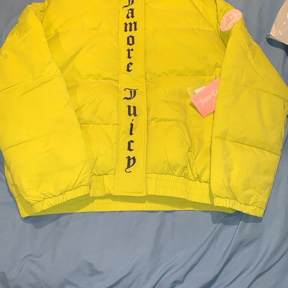 Juicy Couture Womens Neon Lime yellow/Green Puffer Jacket Onyx OJC009 Size S - Picture 3 of 8